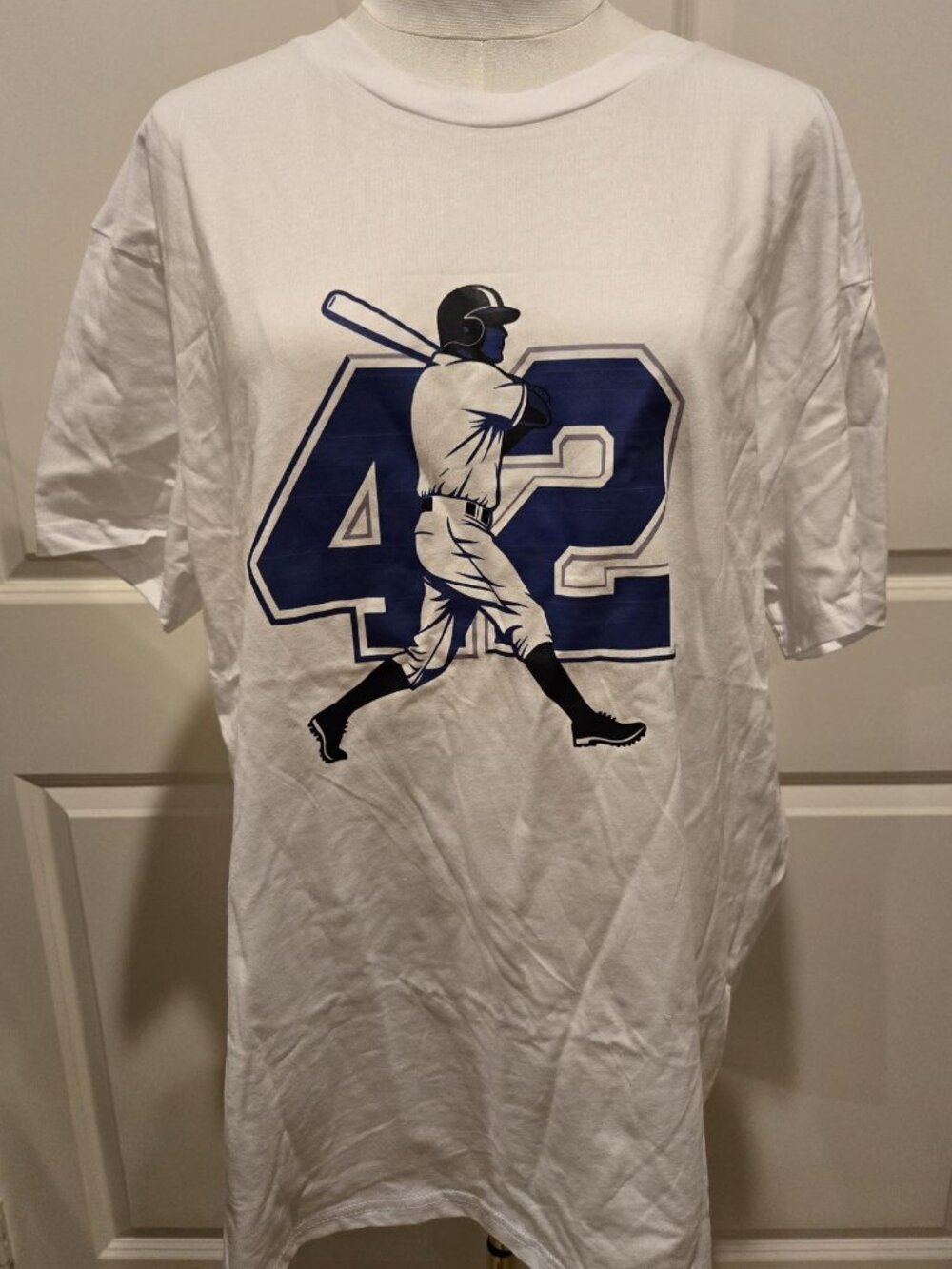 PFR New York Men's #42 Baseball Graphic T Shirt Size XL White 100% Cotton Brand